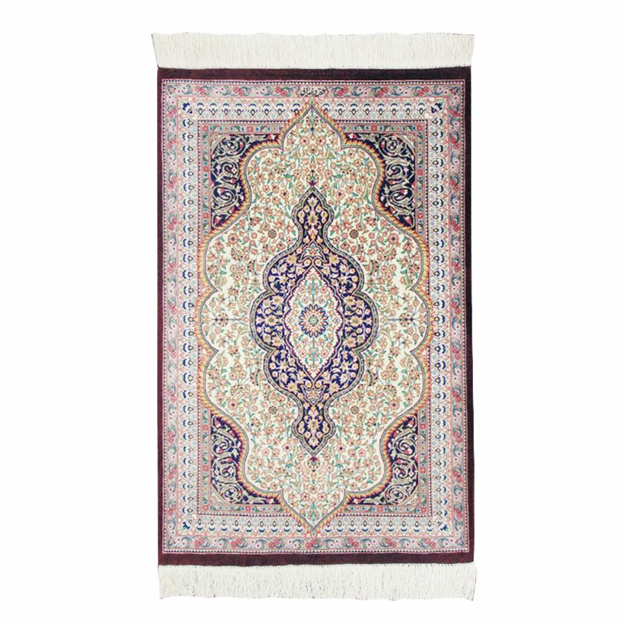 ペルシャ絨毯クム産レザイ工房絹100% 58×88cm商品番号 66746