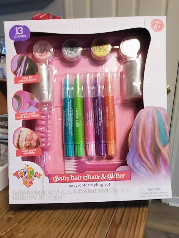 Geoffrey's Toy Box Glam Hair Chalk Glitter Easy-Color Styling Set
