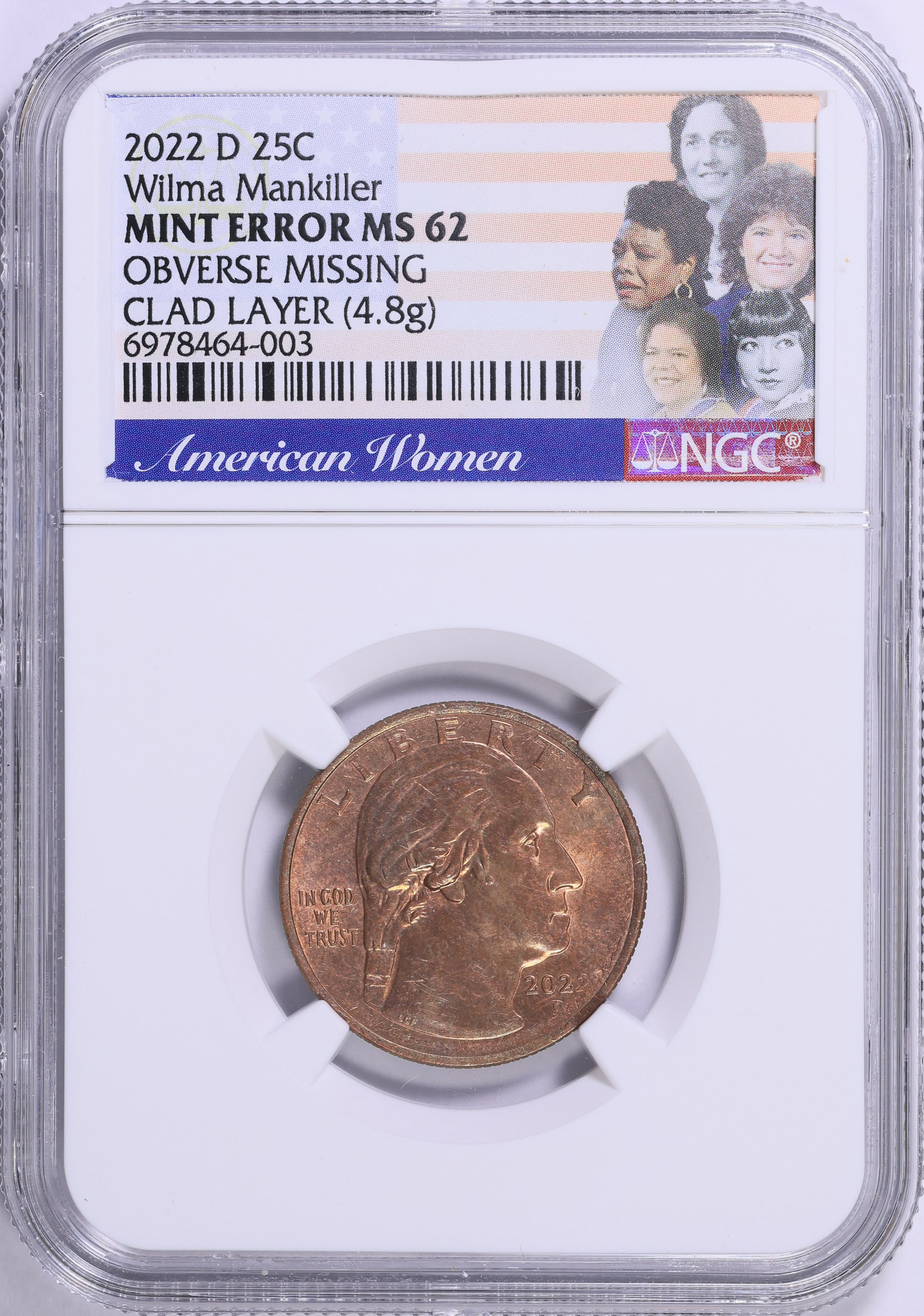 Mint Error 2022-D American Women Quarter Wilma Mankiller Obverse