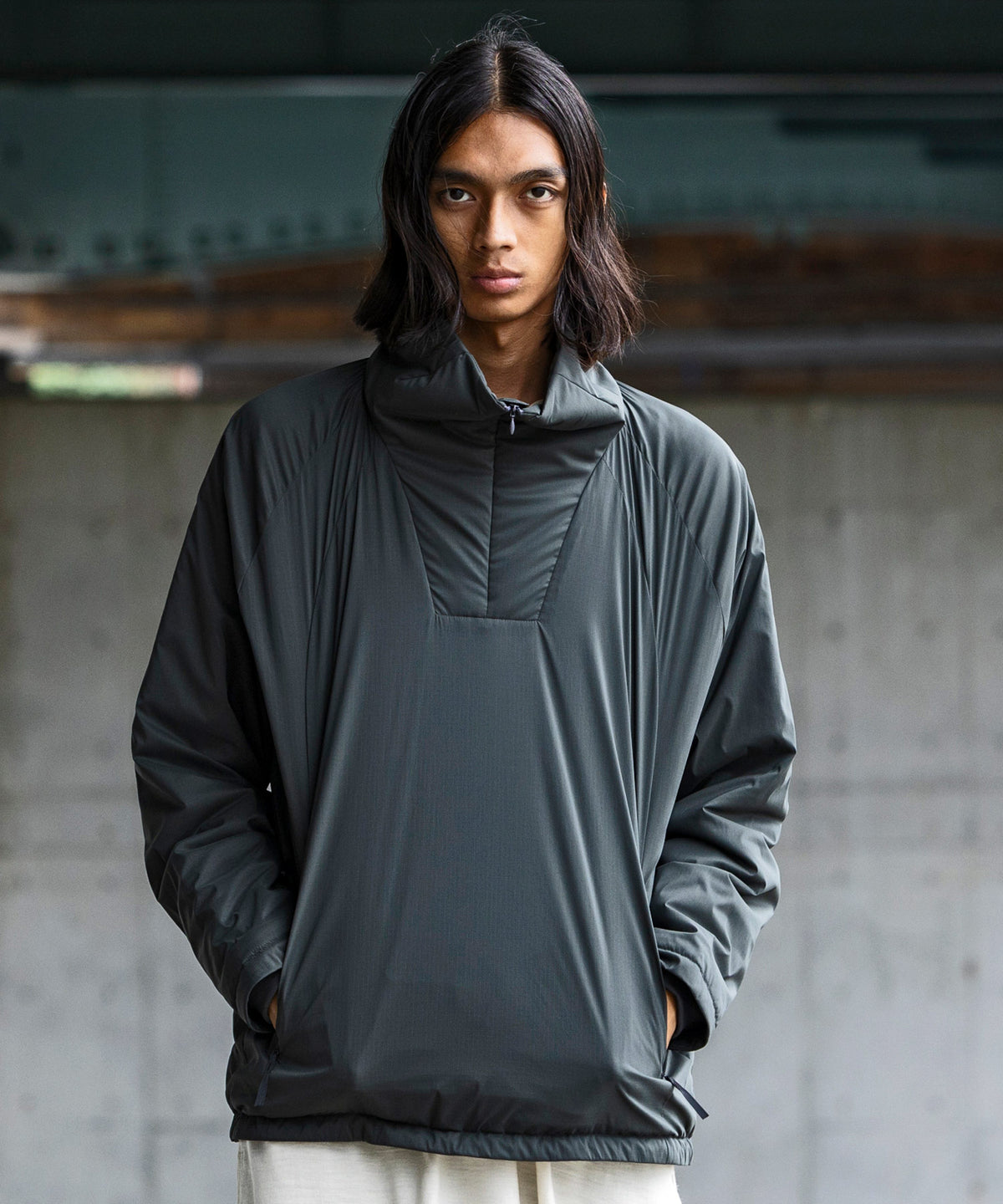 MENS】ハーフジップロングスリーブ・アウター 中綿ジャケット
