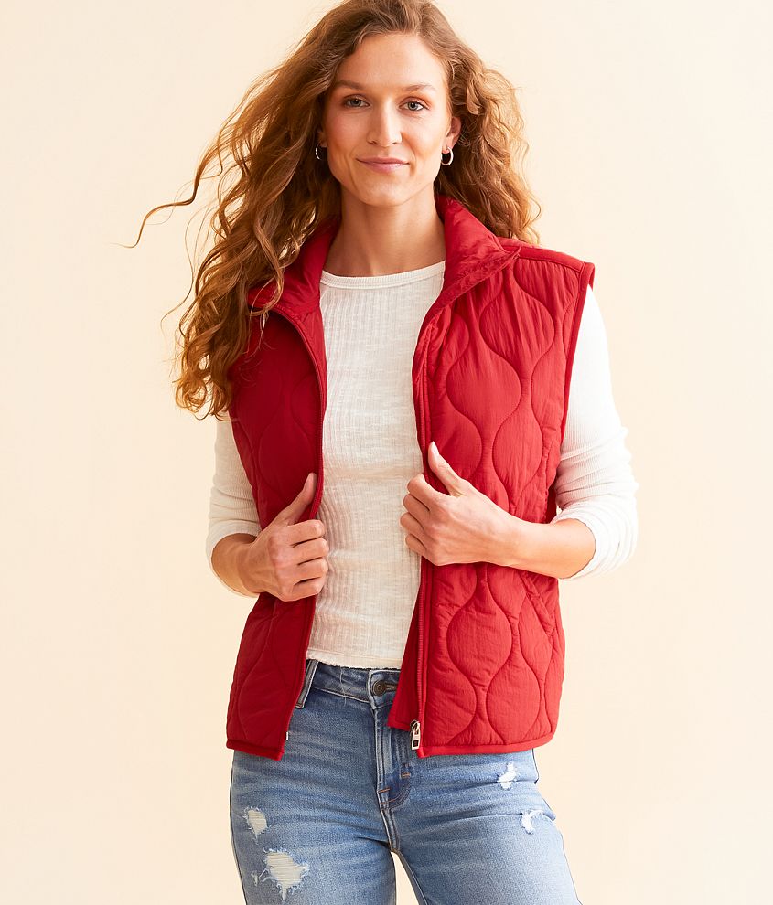 Open SZN Quilted Nylon Vest - Women's Coats & Jackets in Chili