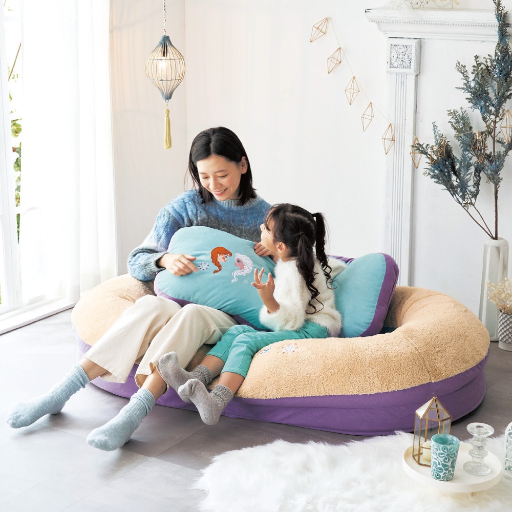 3WAYでくつろげる！クッション付きふかふかビッグ座椅子「アナと雪の