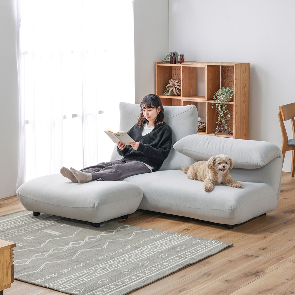 背もたれフリーギア入りオットマン付きローソファー 【Sammy・サミー