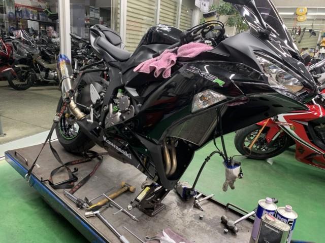 ZX-6Rフォークオーバーホール（岡島モータークラブの作業実績 2023/05