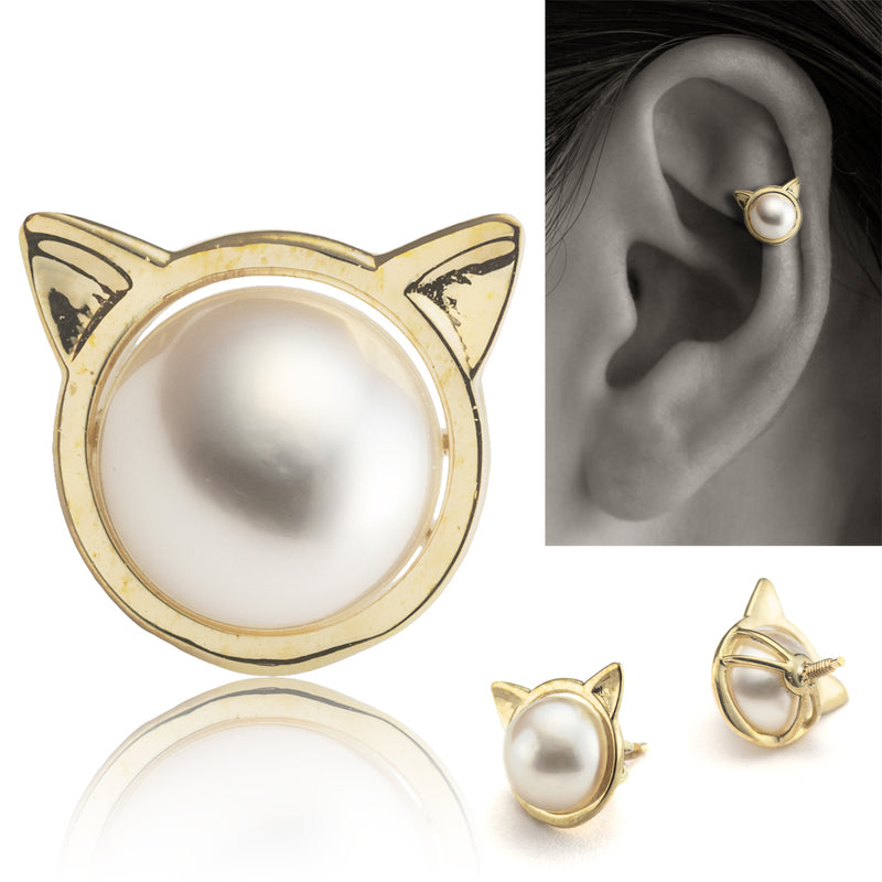 K18 ダイヤモンド 猫 CAT かわいい 軟骨ピアス・ボディピアス パーツ