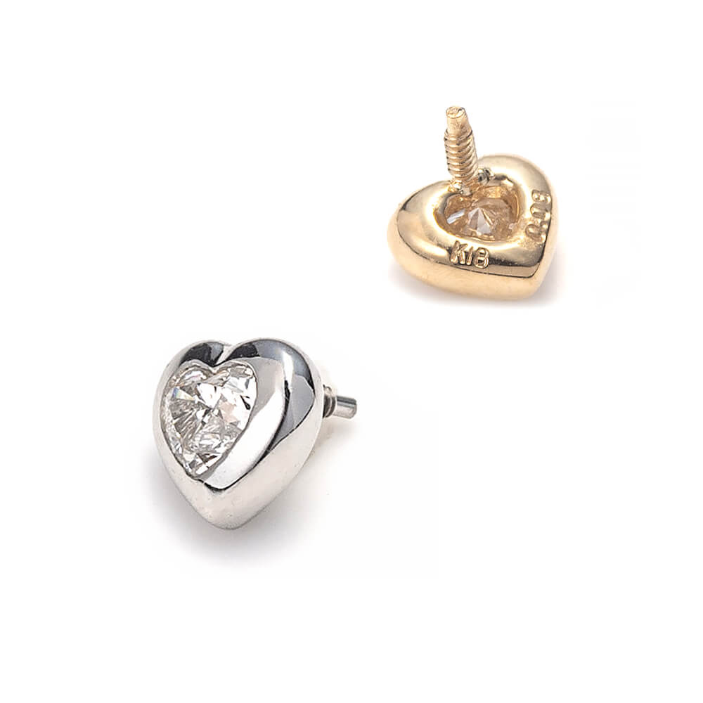 K18 プラチナ ハートシェイプカットダイヤモンド 軟骨ピアス│18金