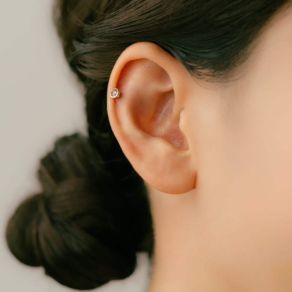 Lab-Grown Pink Diamond Earrings │ K18・Platinum Lab Diamond
