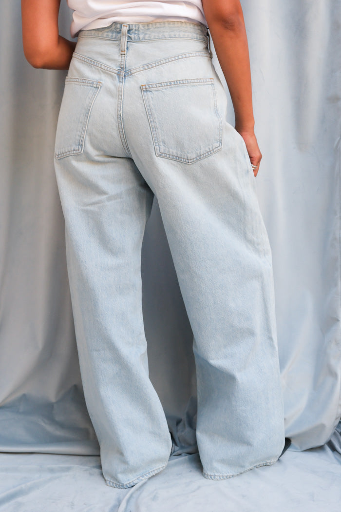 Agolde Vana Fold Jean light wash denim Spark jeans criss cross