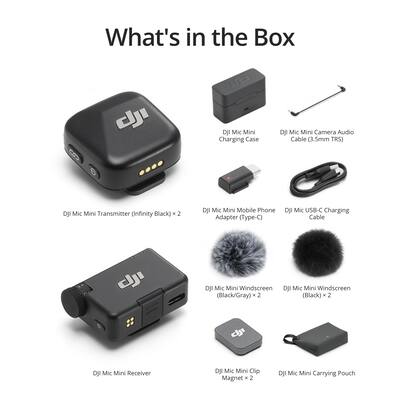 DJI Mic Mini (2 TX + 1 RX + Charging Case), Ultralight with