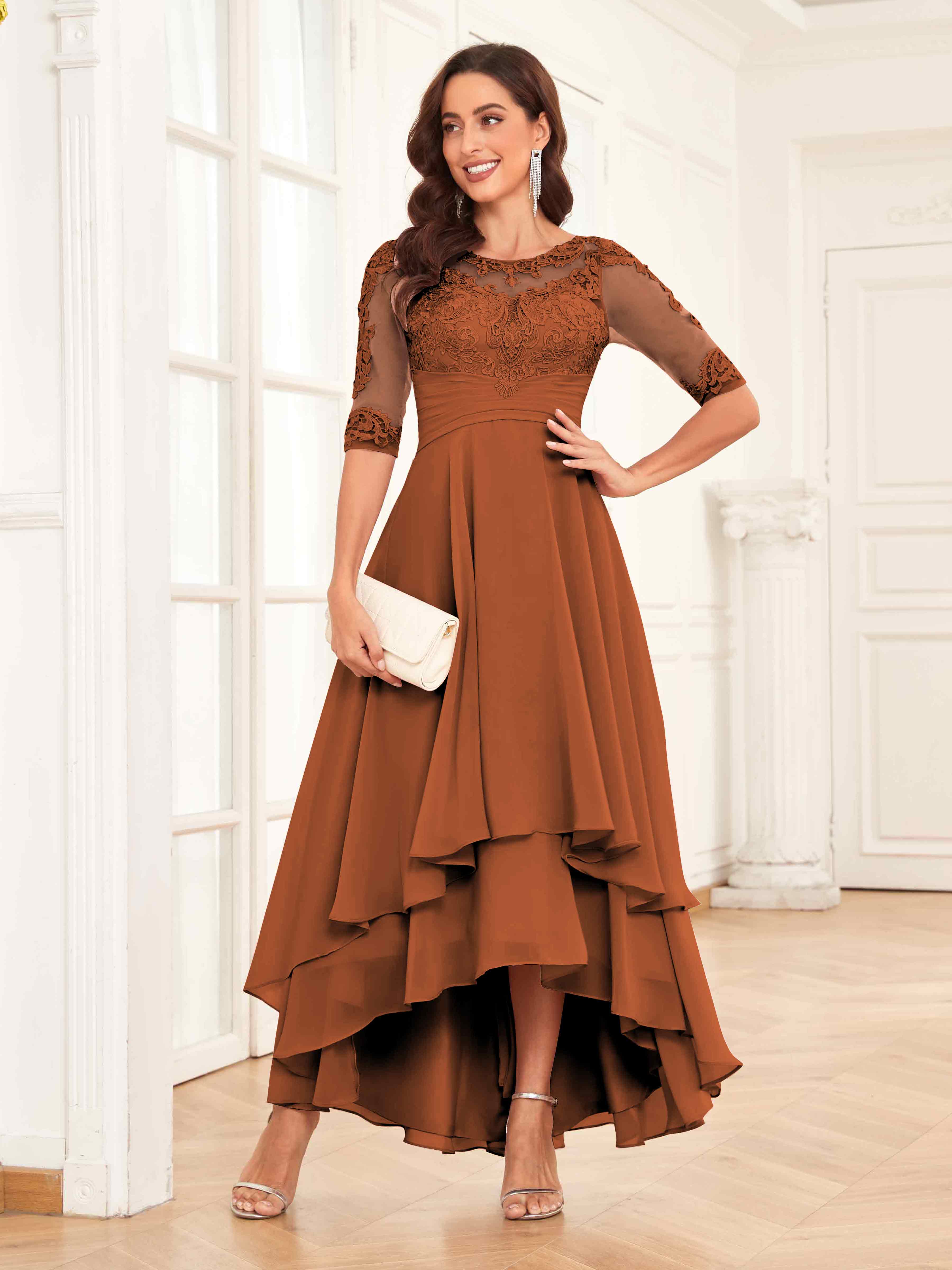Adelaide Dreamy Half Sleeves Illusion Maxi Mother of the Bride & Groom