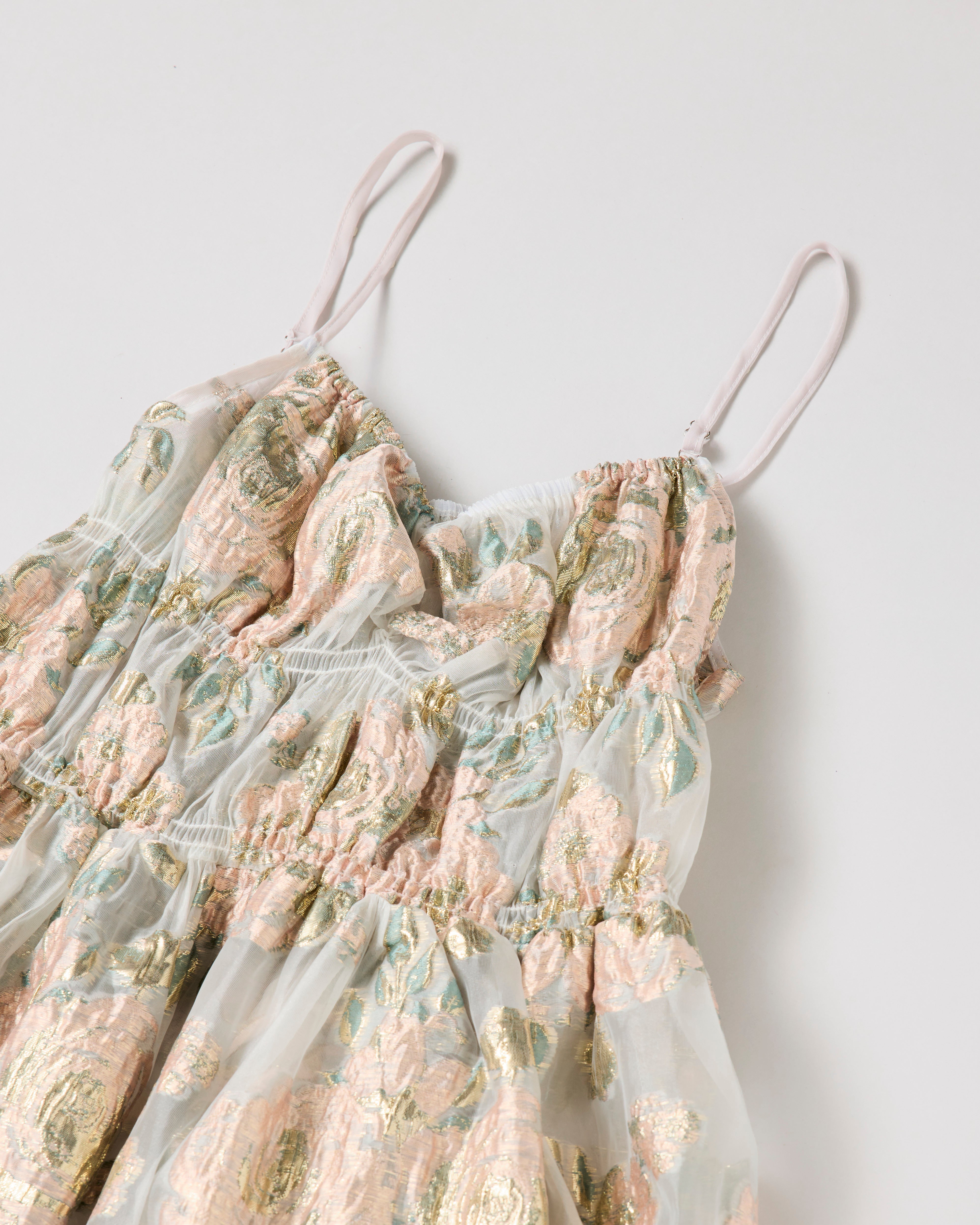 Pink gold jacquard cami dress