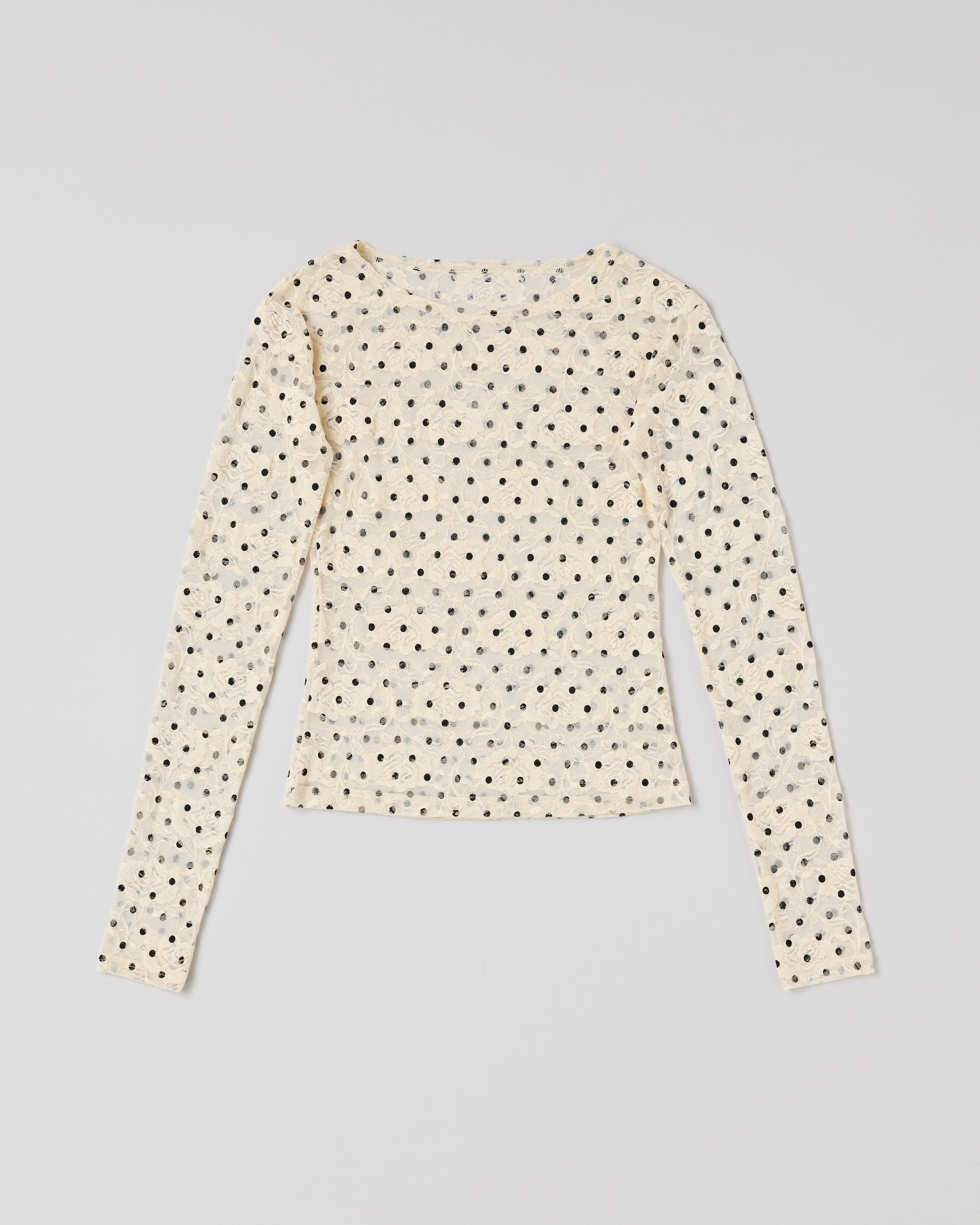 Dot lace see-through top (high neck)