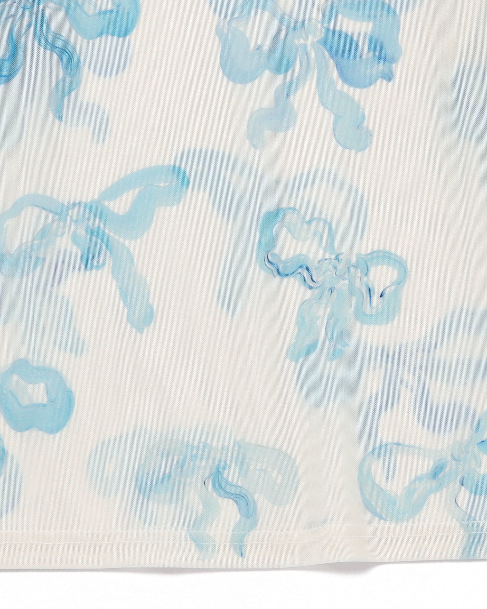 Baby blue ribbon see-through tops (High neck)