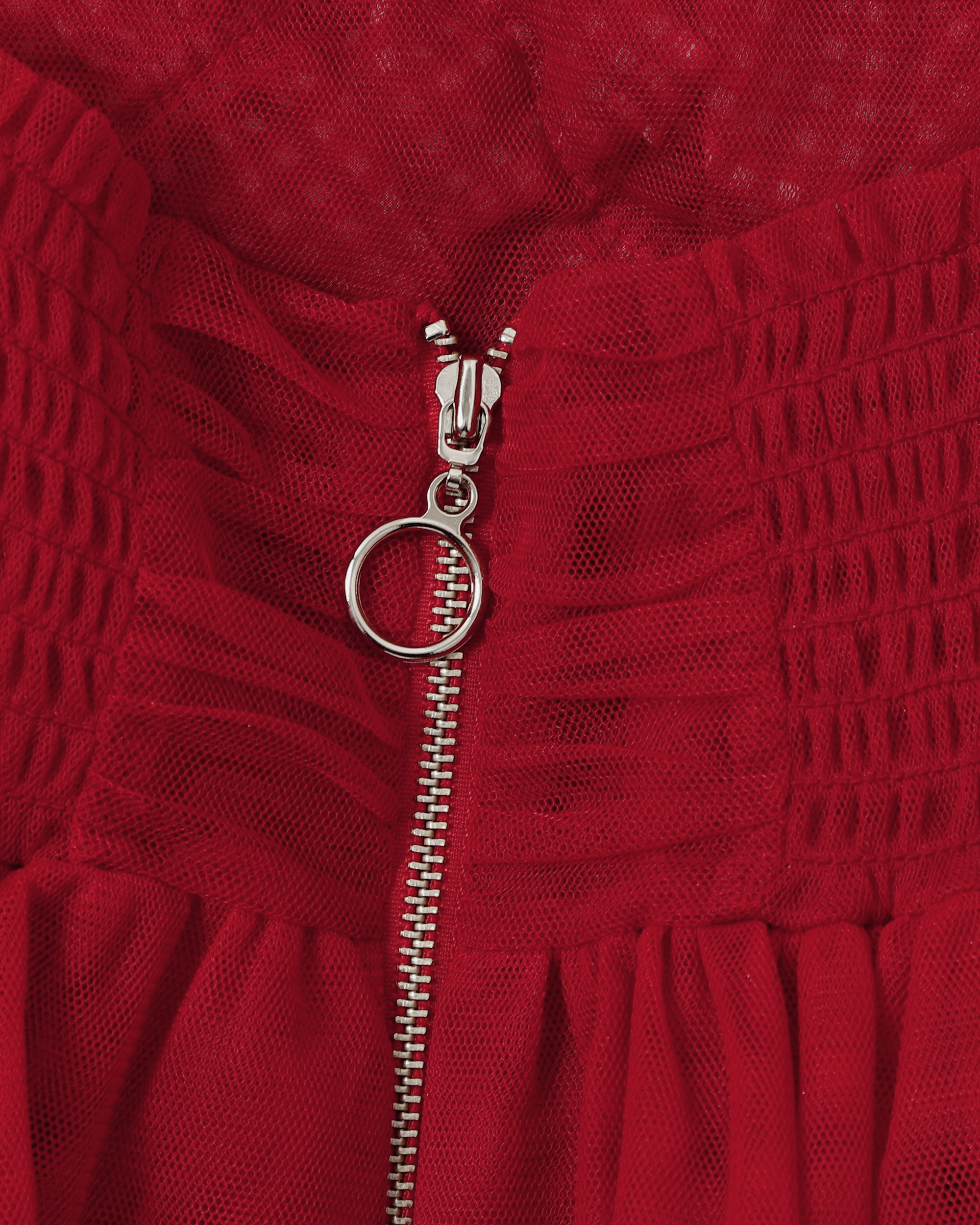 Gather frill tulle dress