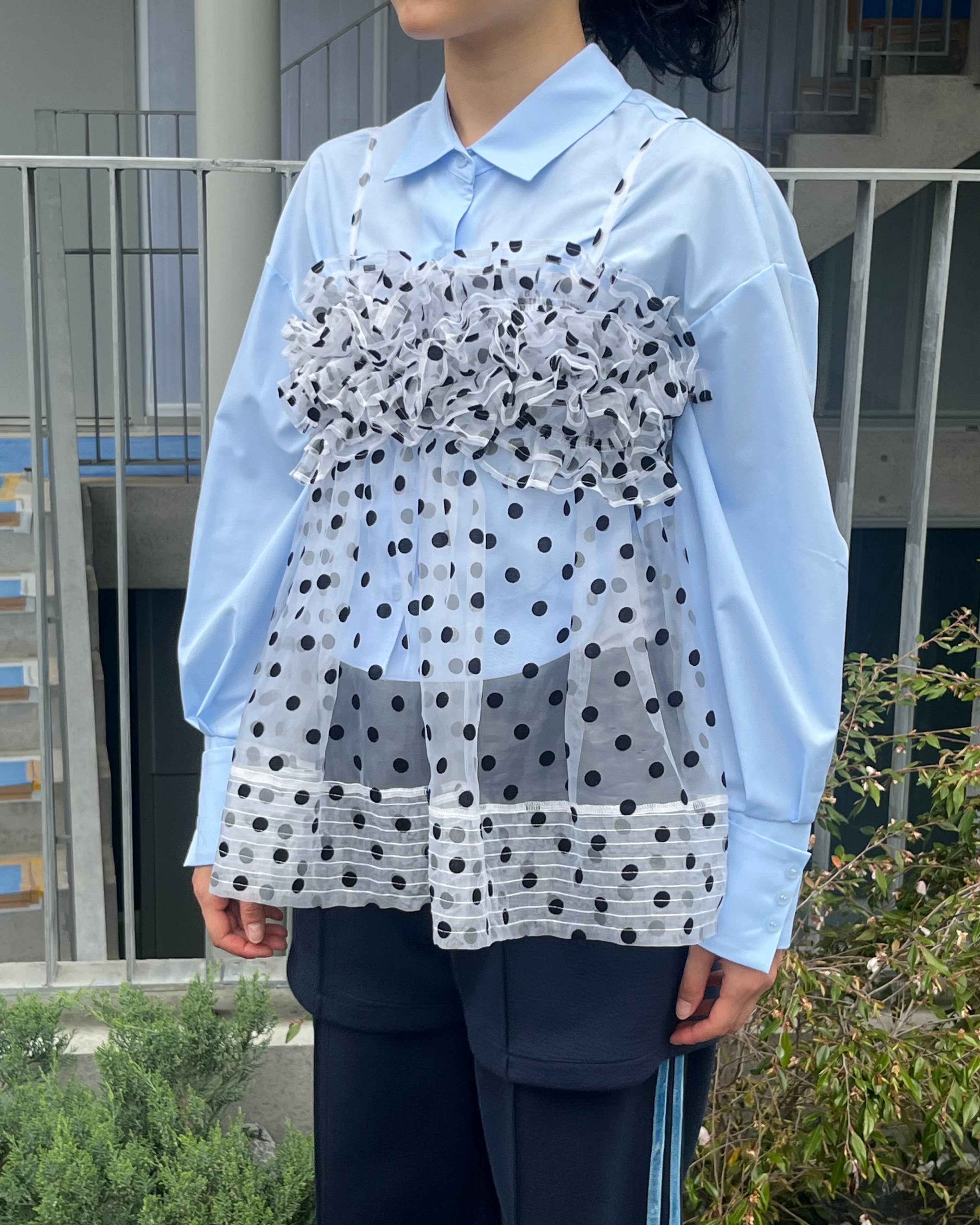 トップス Wave gathered peplum bustier (dot) Wave gathered peplum