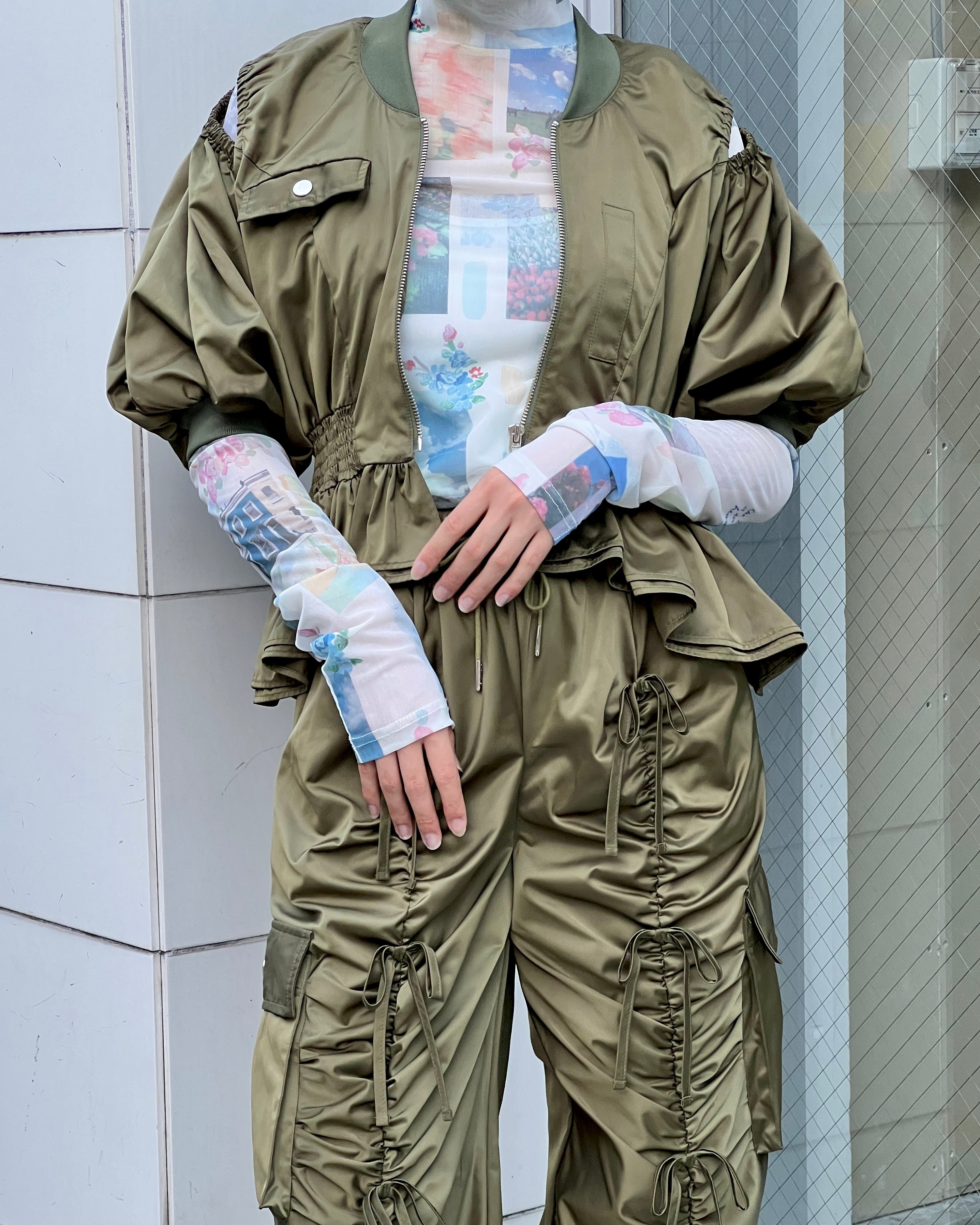 POPPY☆GATHER RIBBON CARGO PANTS (KHAKI) POPPY☆GATHER RIBBON