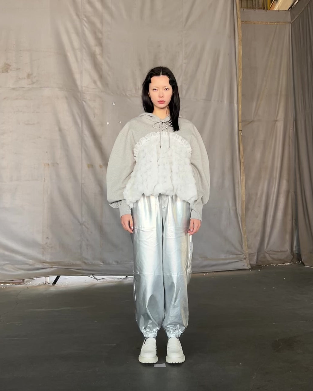 tulle docking hoodie（gray）