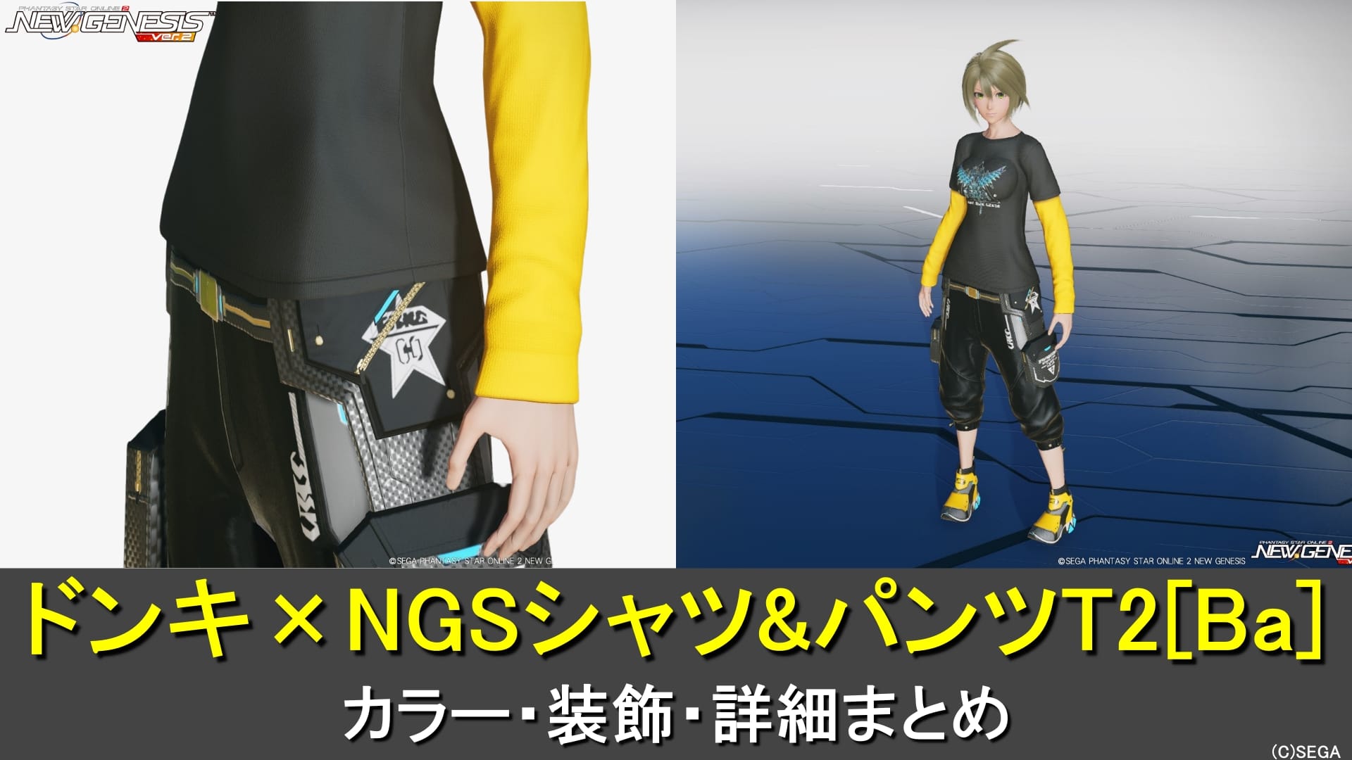 PSO2NGS】ドンキ×NGSシャツ&パンツT2[Ba]のカラー・装飾の詳細