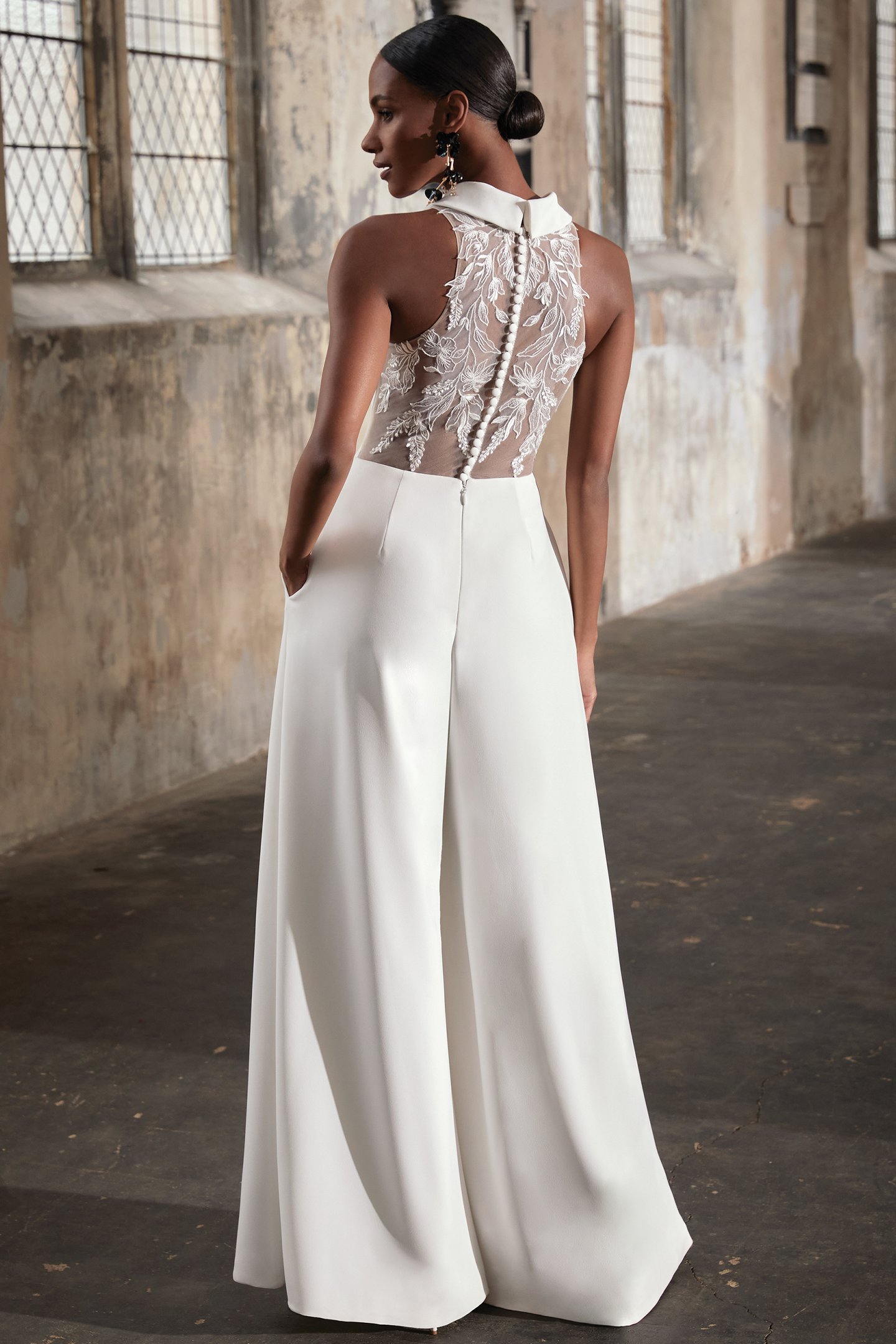 Bonnie: Wide-leg Crepe Jumpsuit with V-Neckline | Adore by Justin