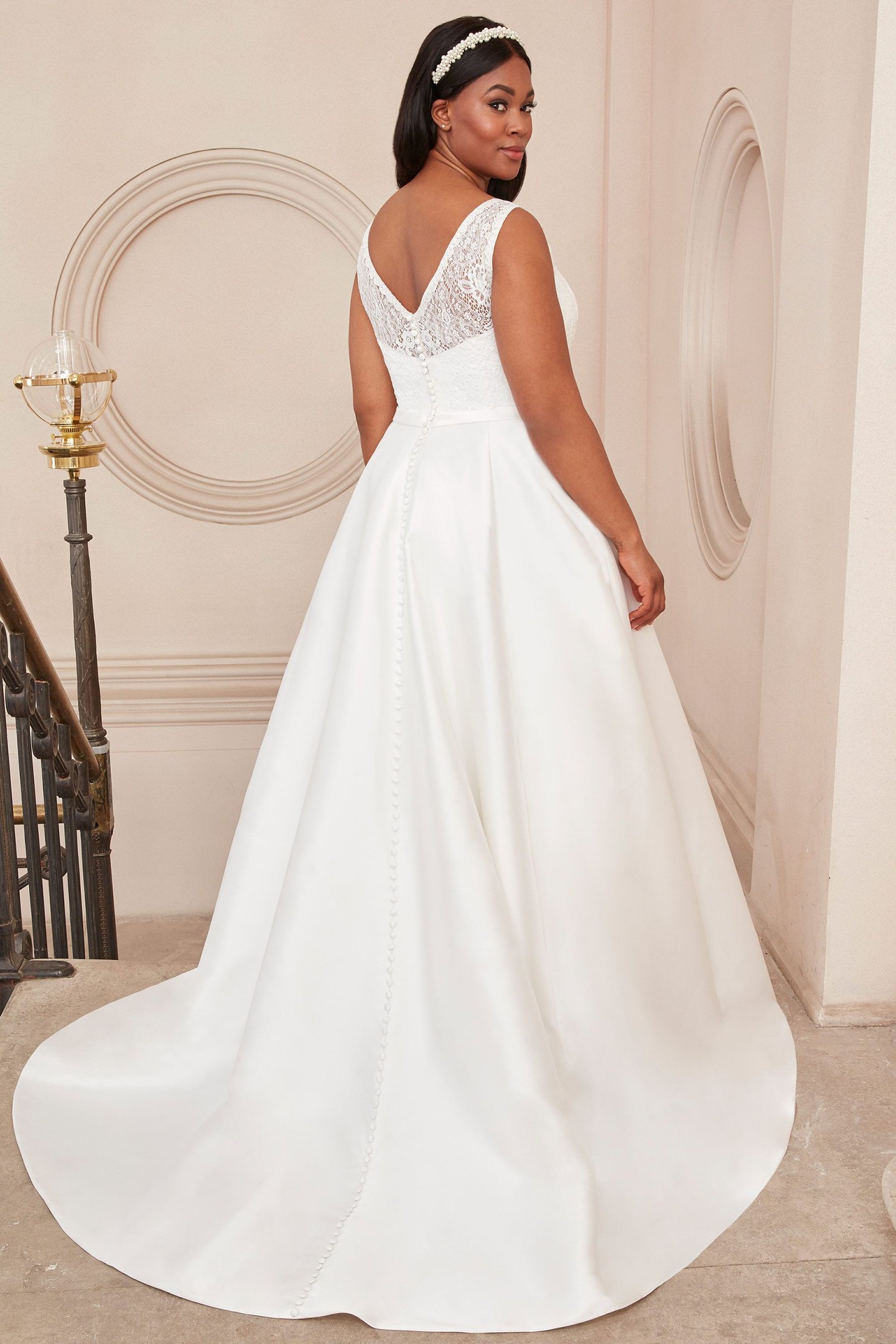 11110PS: Mikado Plus Size A-Line Dress with Sabrina Neckline