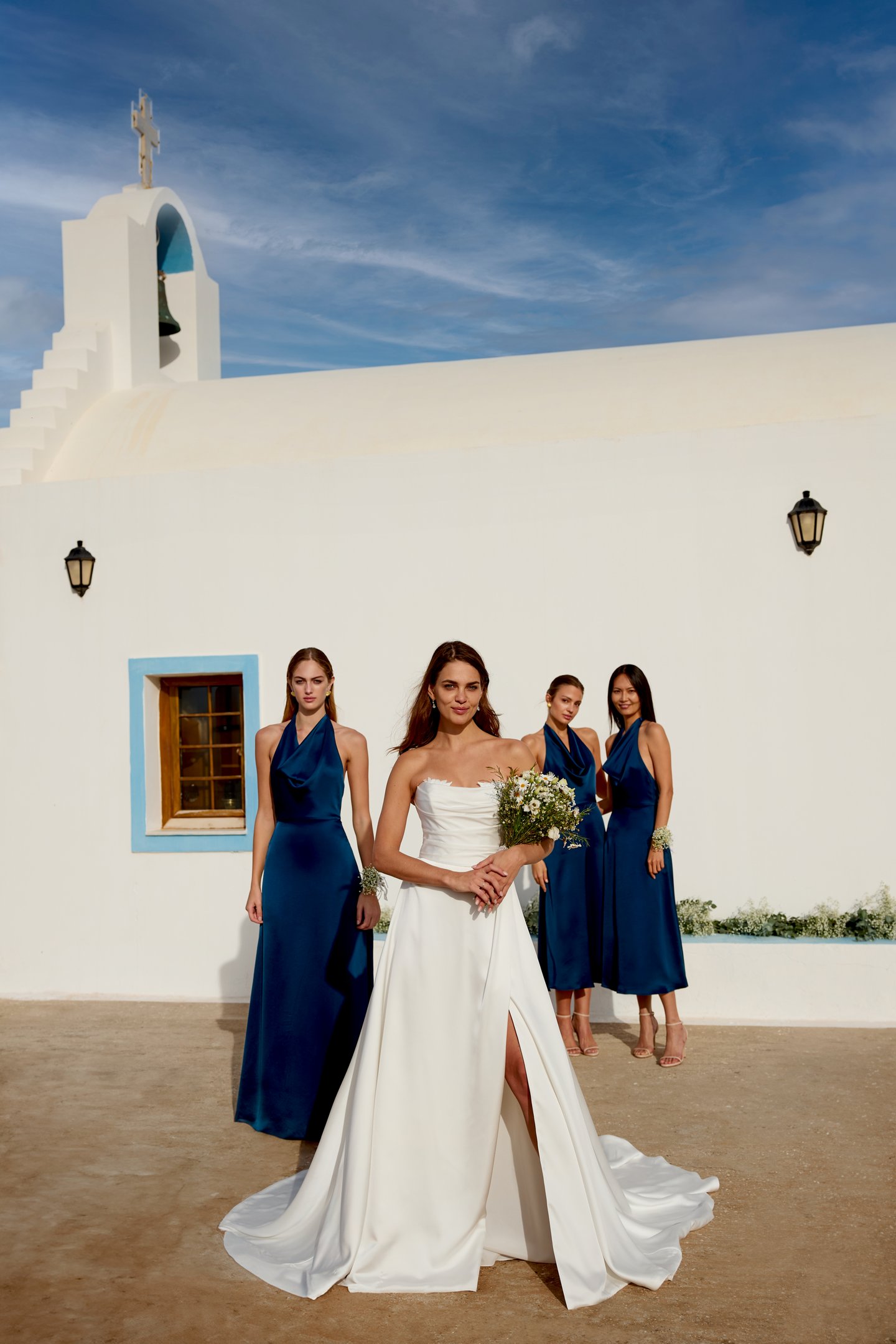 Marguerite: Charmeuse A-Line Gown with Ruched Bodice and Keyhole