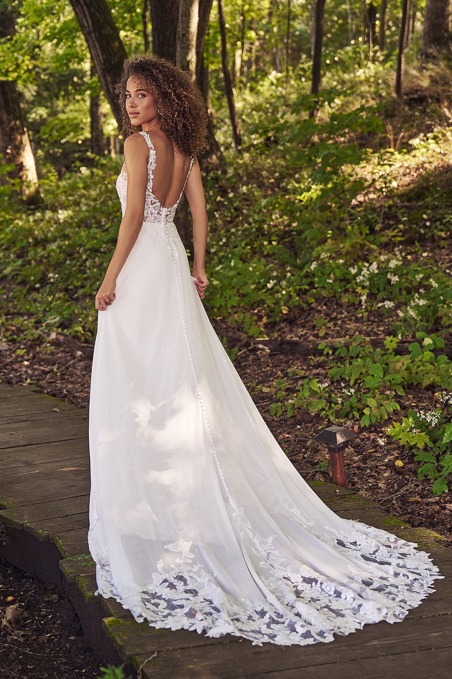 66240: Chiffon A-Line Dress with Plunging Illusion Sabrina