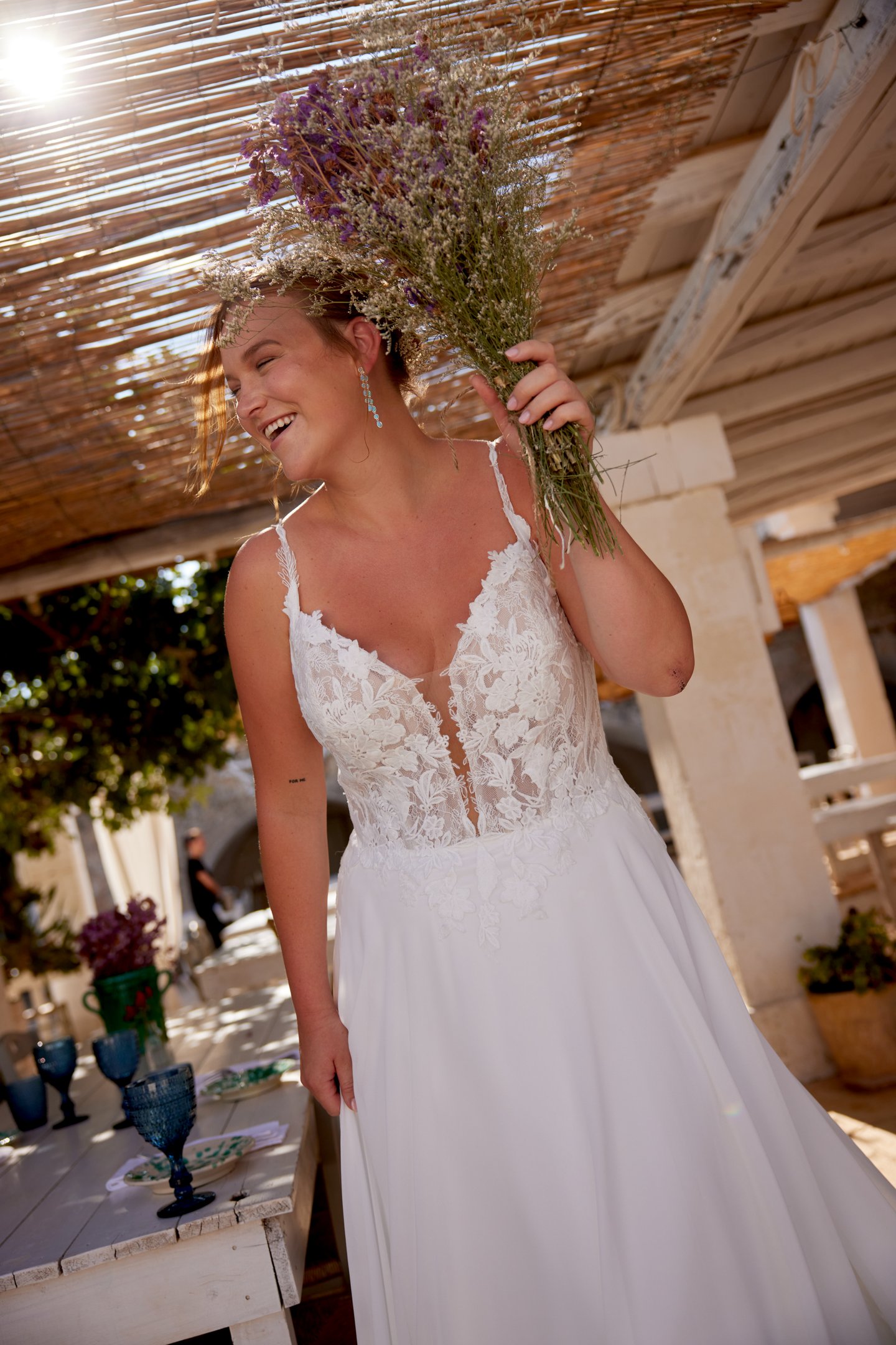 66363PS: Chiffon A-Line Plus Size Gown with Plunging V-Neckline