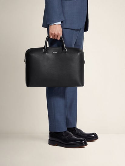 Black Leather Business Bag FW25 32258075 | Zegna NL