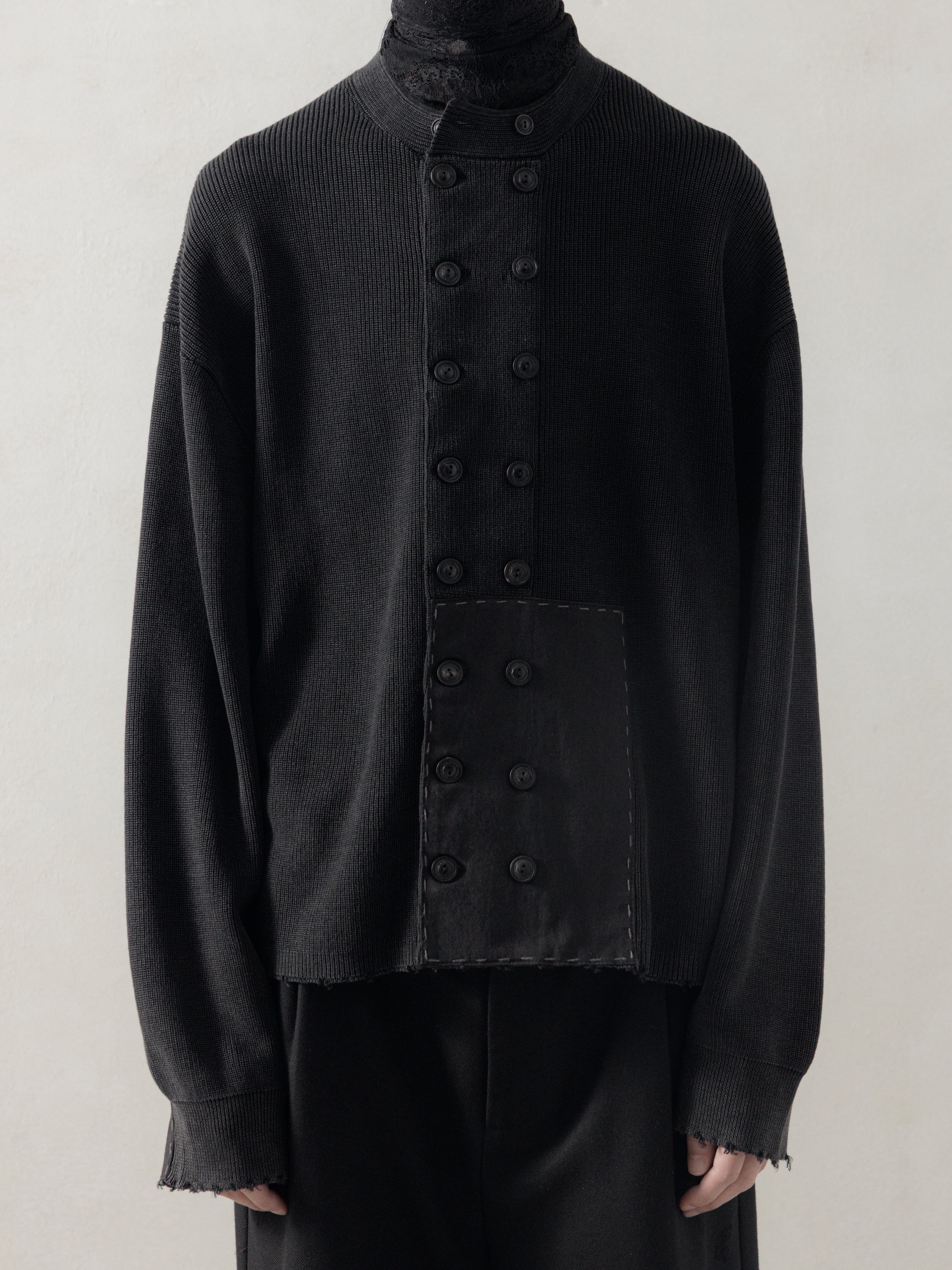 25FW｜Double Breasted Aged Knit – Professor.E