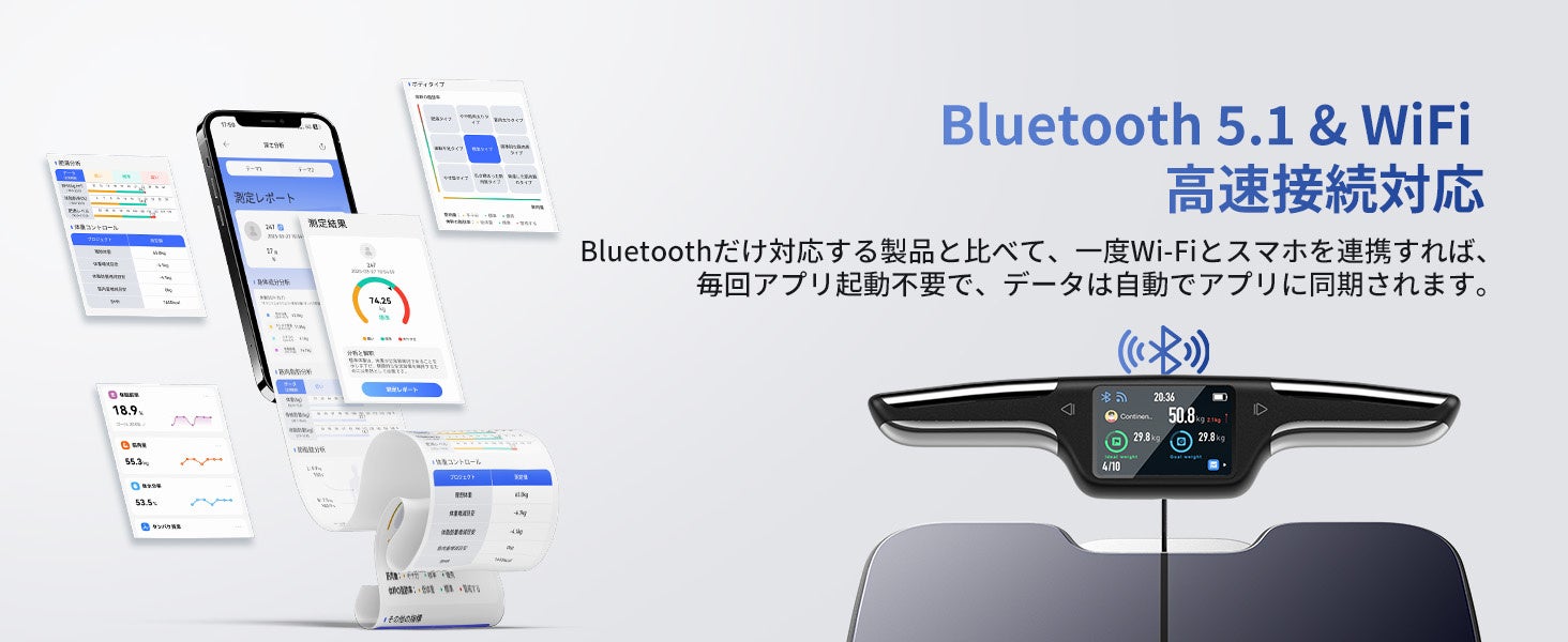 新商品】57項目を高精度測定する8電極スマート体重計・体組成計