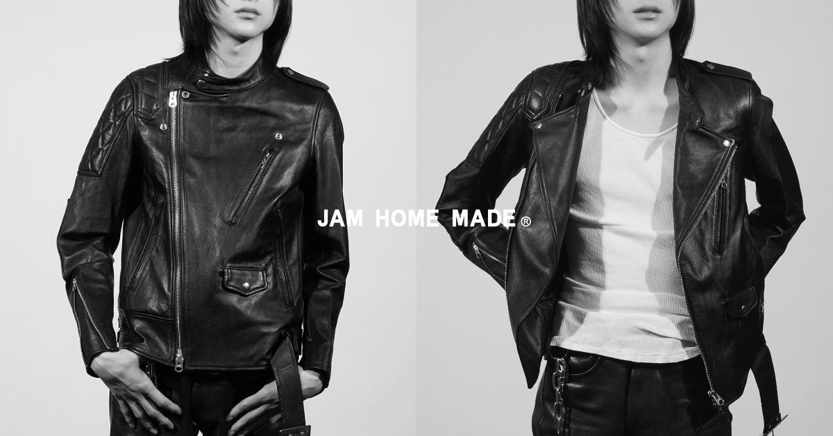 JAM HOME MADE 左右非対称のライダースジャケット。英国と米国、二つの