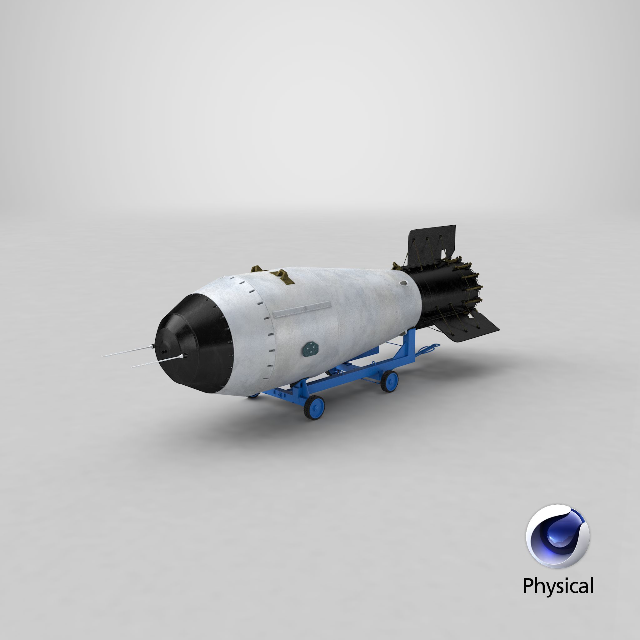 Tsar Bomba AN602 on Cart 3D Model $49 - .blend .c4d .fbx .max .ma