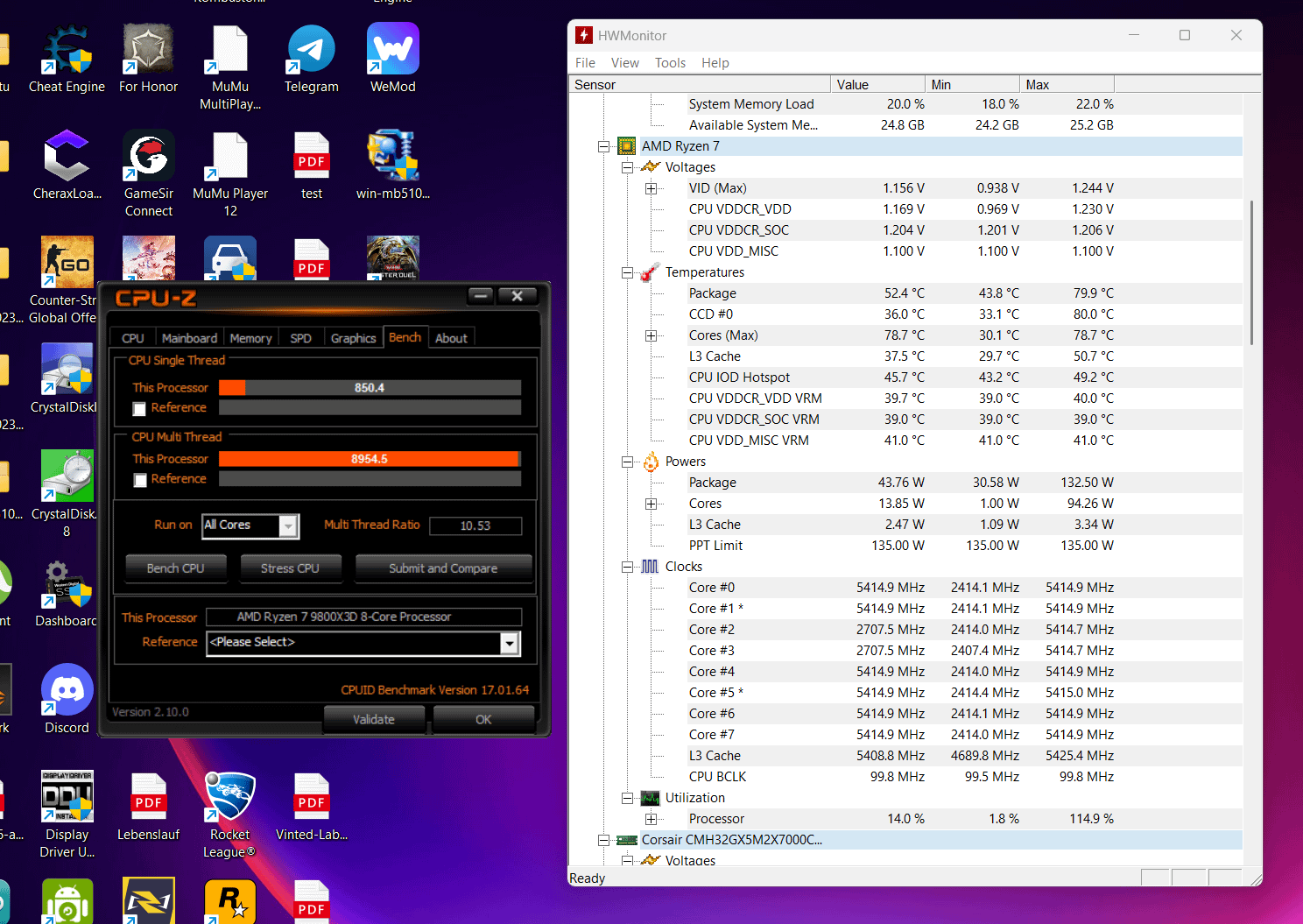 お前のCPU Z 9800x3dのスコアってどんな感じ？ : r/overclocking