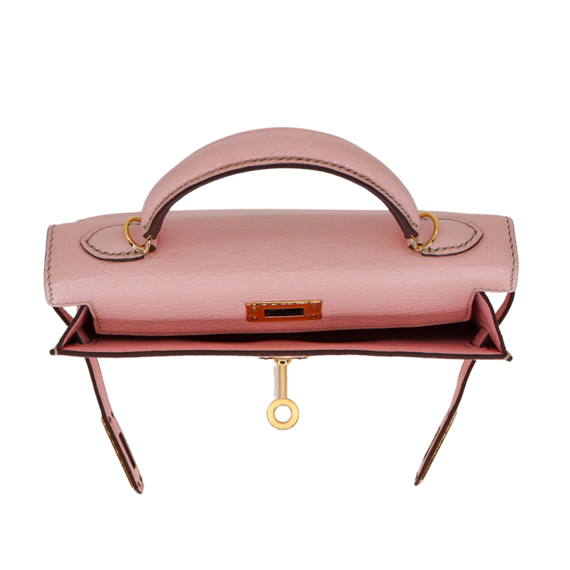 Hermès Kelly II Sellier Mini HSS Rose Sakura Chèvre Leather Gold