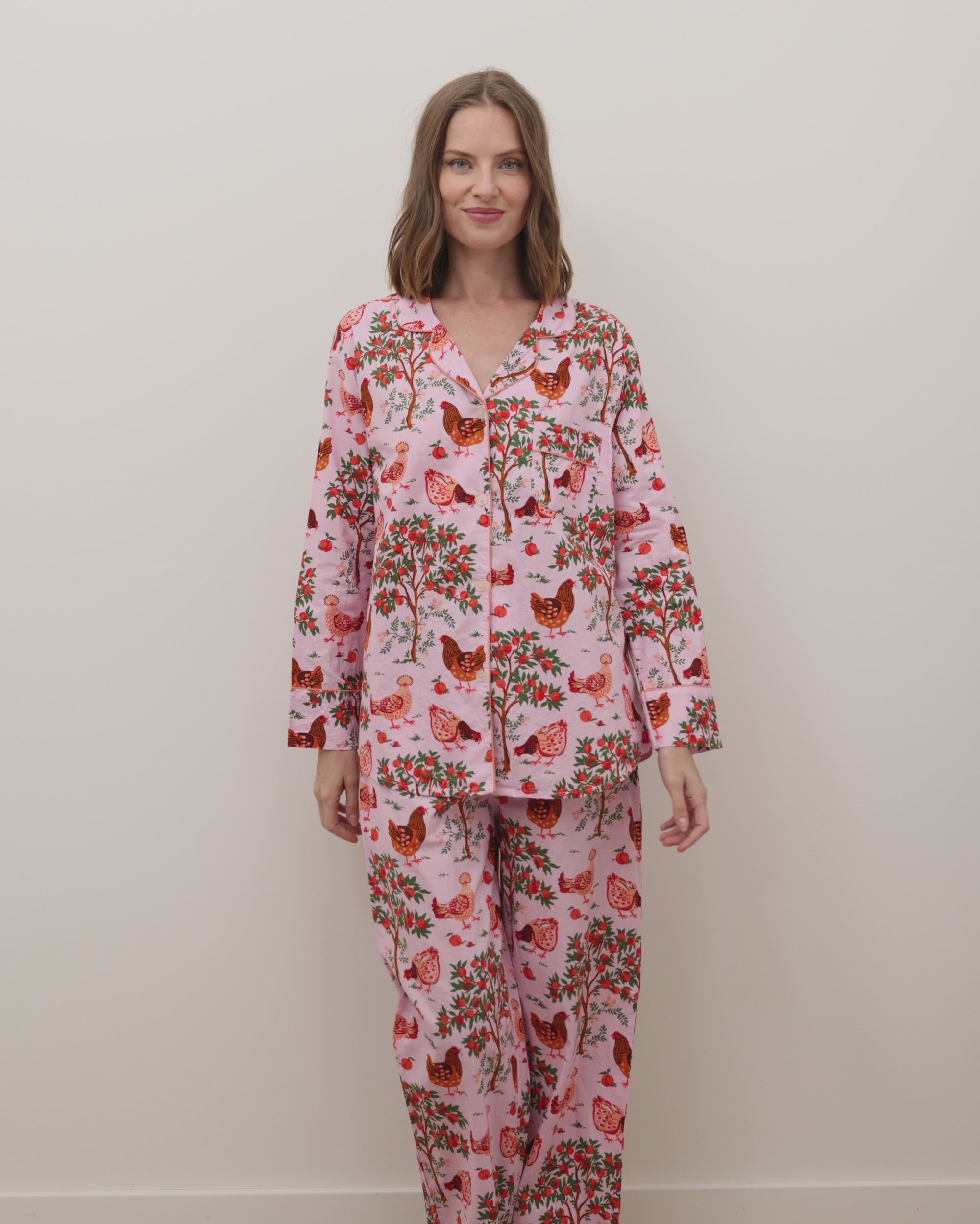 Hen House - Women's Organic Cotton Tall Long PJ Set - Ballet Pink