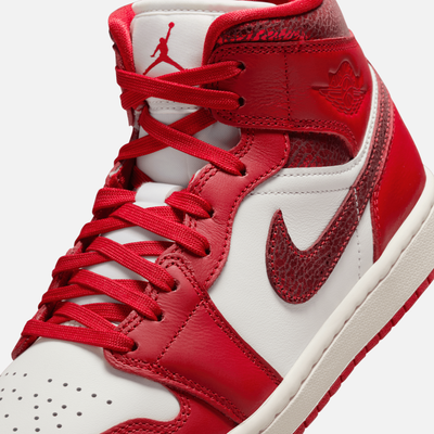 Air Jordan Women's 1 Mid Red Cracked Leather – Puffer Reds