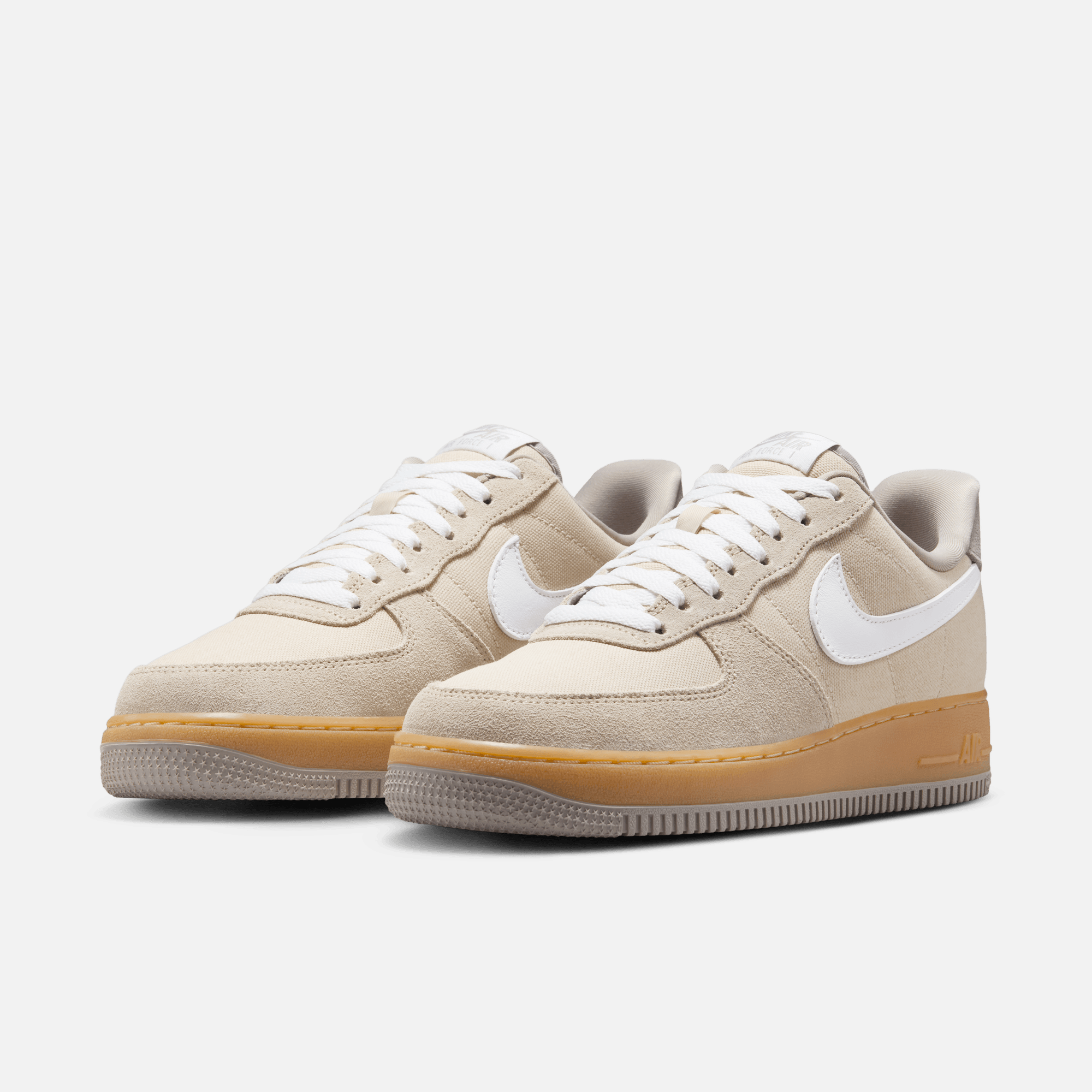 Nike Women's Air Force 1 Low Suede Canvas Khaki – Puffer Reds