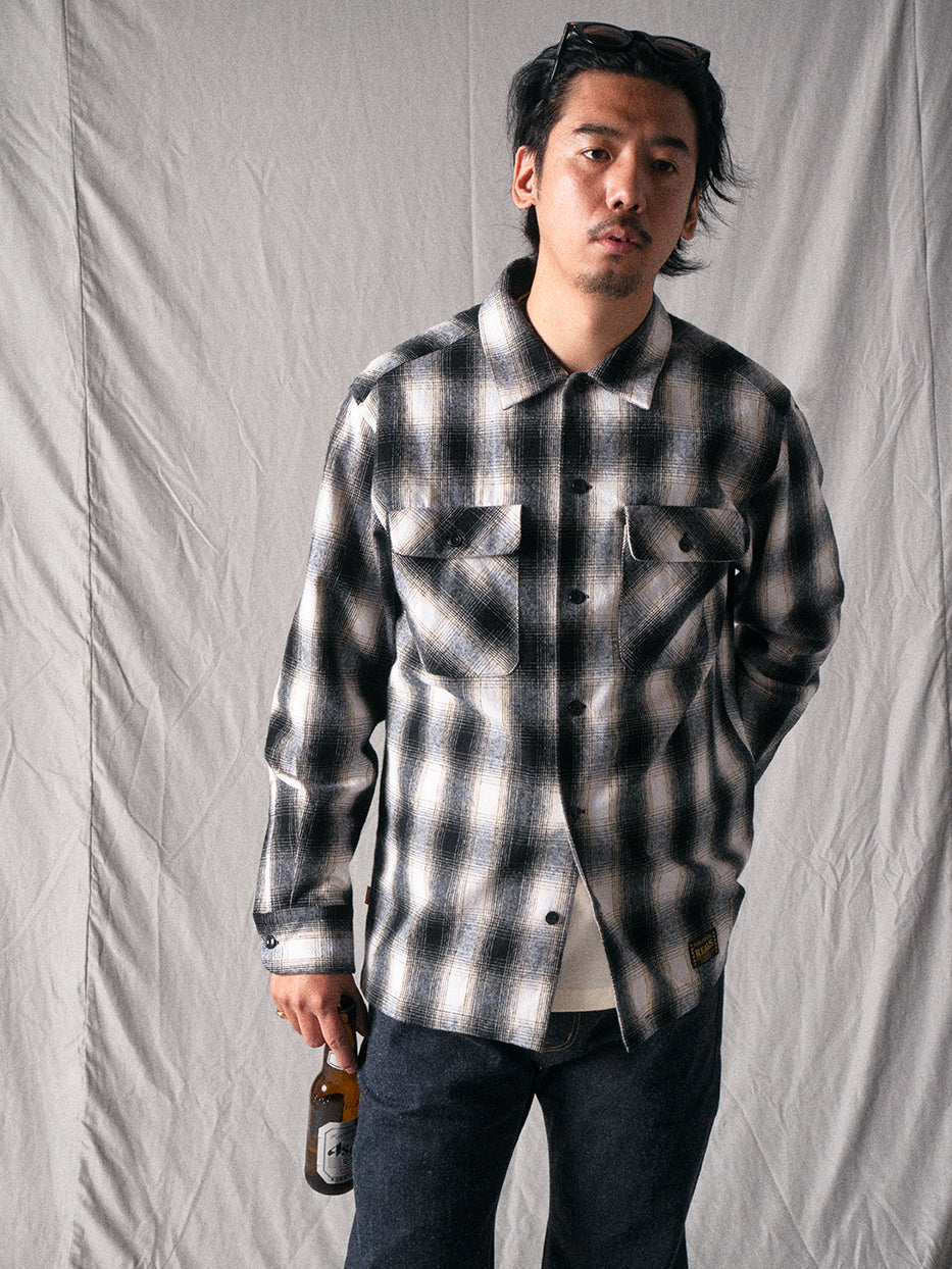 RRL チェック 長袖 ウエスタンシャツ S グレー系 ダブルアールエル