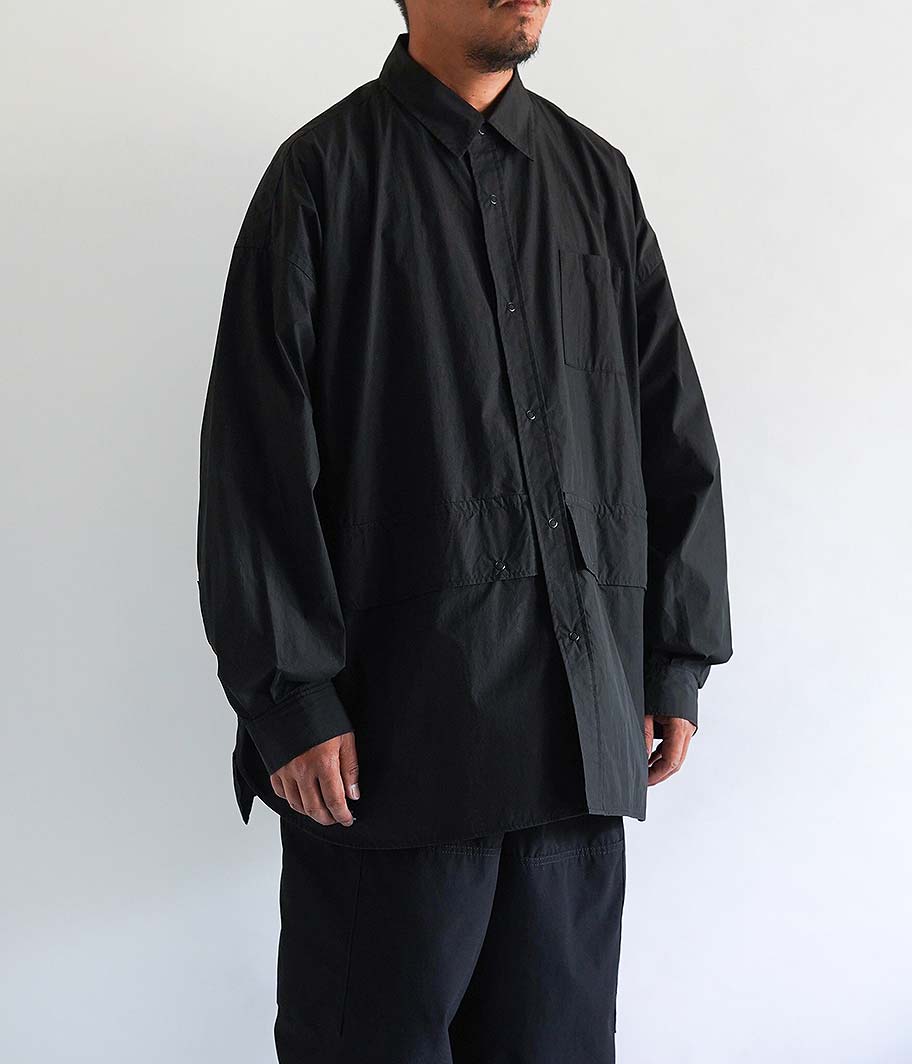 Fresh Service Cargo Pocket Regular Collar Utility Shirt [BLACK