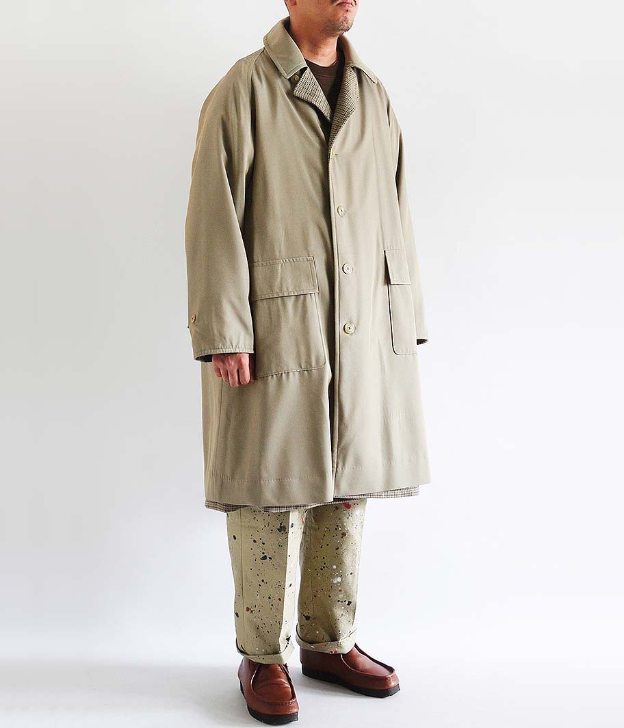 KAPTAIN SUNSHINE Reversible Chesterfield Coat [KHAKI GUNCLUB CHECK