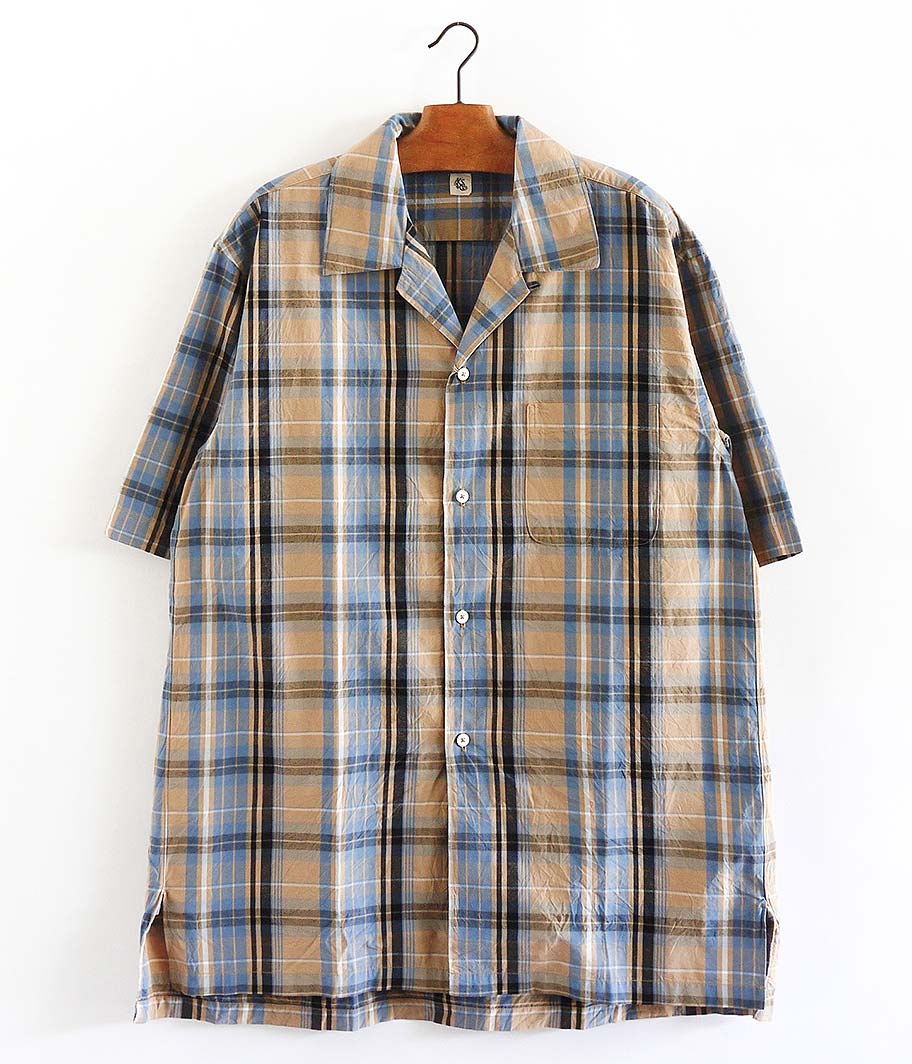 KAPTAIN SUNSHINE Open Collar S/S Shirt [BEIGE PLAID] - Fresh
