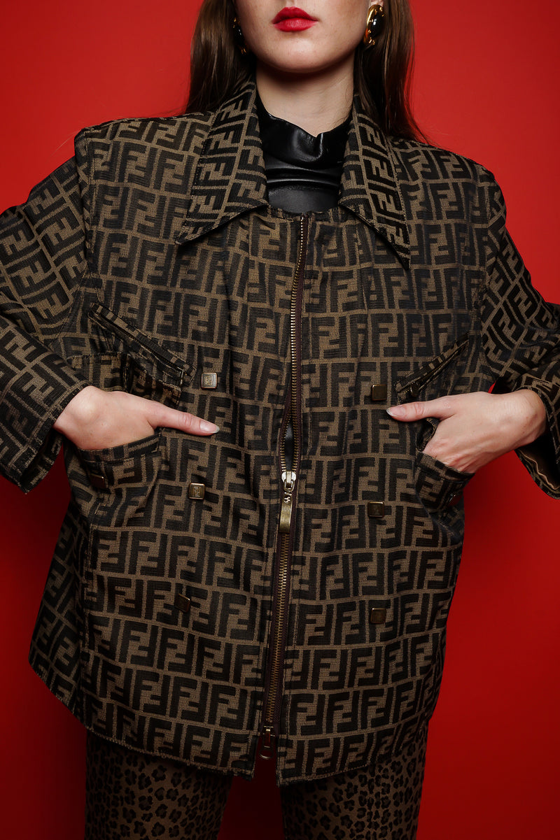 Vintage Fendi Zucca Monogram Zip Swing Jacket – Recess