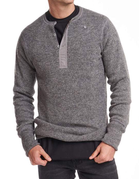 1315GL-551 Men's Heritage Fleece Lined HW Wool Henley – Grey Mixed