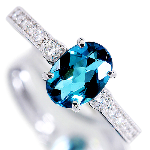 インディゴライトトルマリン 約1ct ダイヤモンド プラチナ リング(指輪
