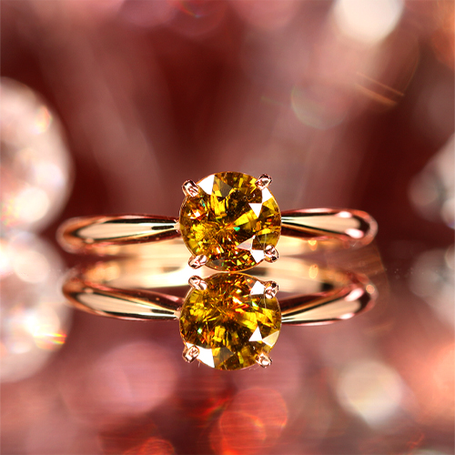 スフェーン 1.2ct ピンクゴールド リング(指輪)【品質保証書/宝石鑑別