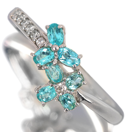パライバトルマリン 0.4ct ダイヤモンド プラチナ リング(指輪)【品質