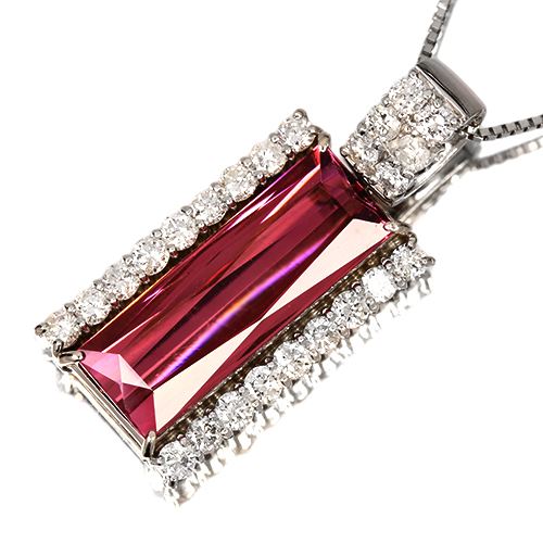 ピンクトルマリン 5.0ct ダイヤモンド 0.8ct プラチナ ネックレス