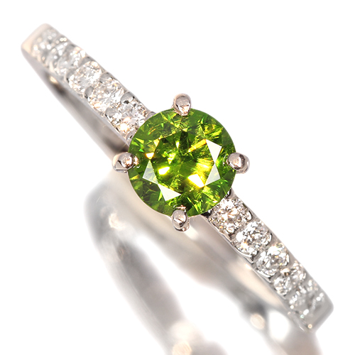 ロシア産デマントイドガーネット 0.6ct ダイヤモンド 約0.2ct プラチナ