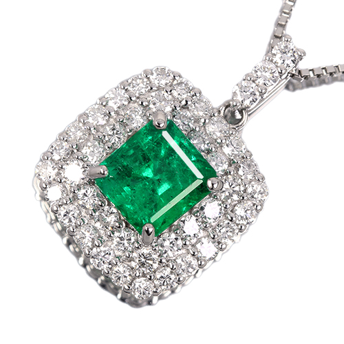 コロンビア産エメラルド 1.5ct ダイヤモンド 0.8ct プラチナ