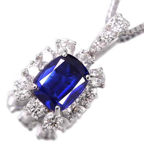 非加熱ブルーサファイア 1.4ct ダイヤモンド 0.6ct プラチナ